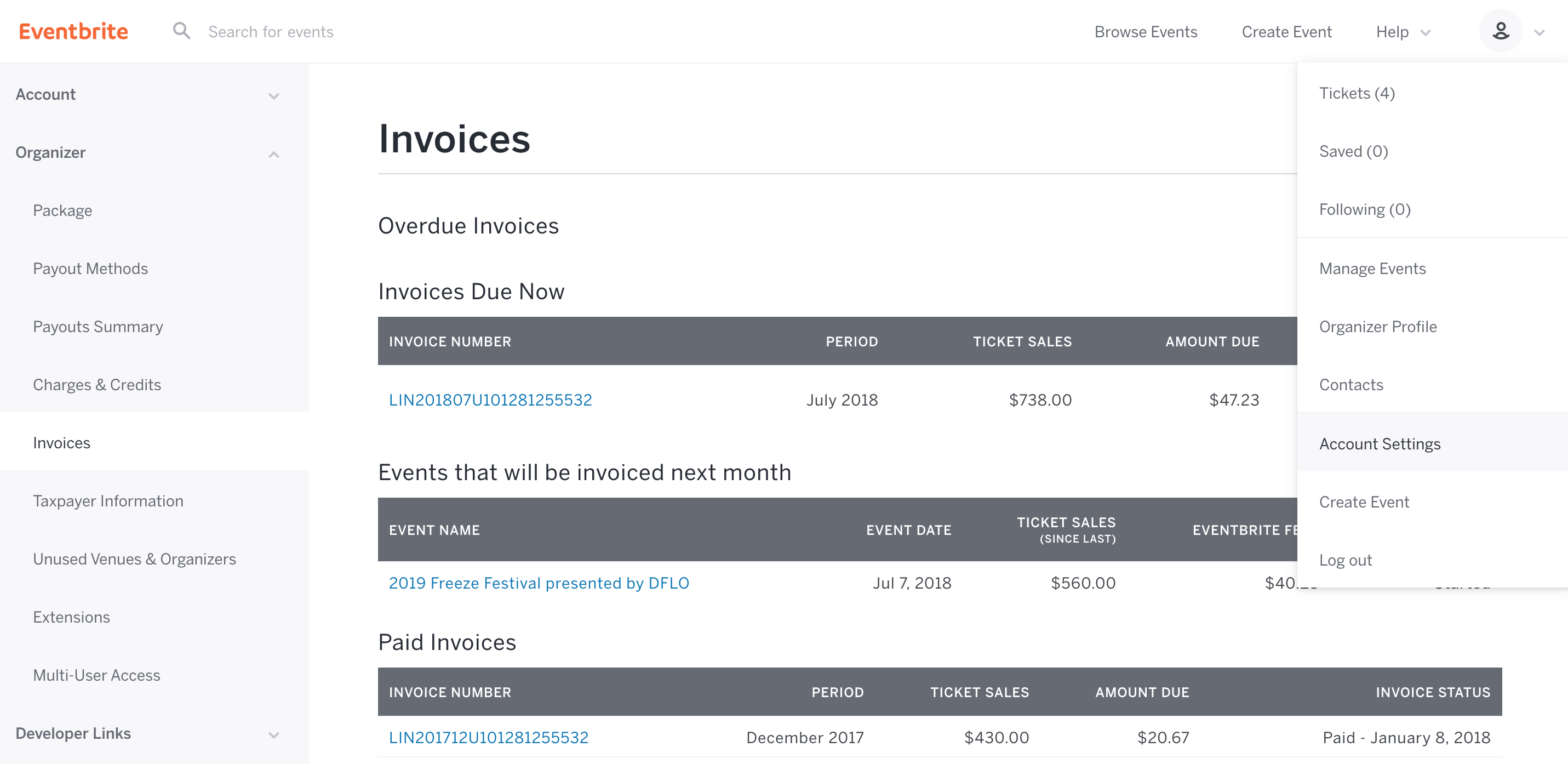 eventbrite payment processing fee