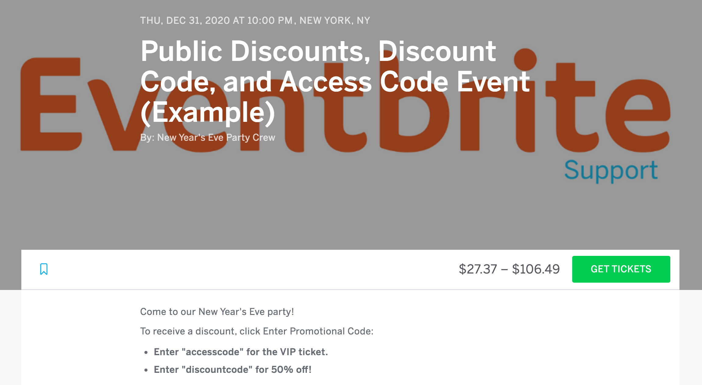 How to apply a discount or access code to your order | Eventbrite Help Centre