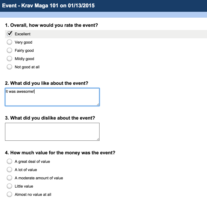 Event survey sample questions